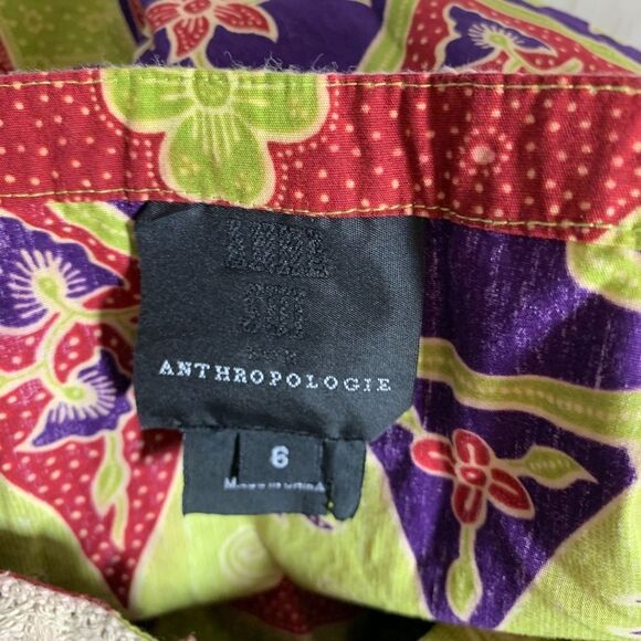 Anna Sui X Anthropologie Green Print Skirt Sz 6 - Picture 4 of 6